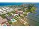 Exceptional aerial perspective of a waterfront estate, highlighting a private pool, manicured lawns, and serene bay access at 2636 S Peninsula Dr, Daytona Beach, FL 32118