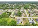 A yellow single-Gathering home with solar panels and pool in a residential neighborhood is featured in an aerial view at 2940 Se 23Rd Ave, Ocala, FL 34471