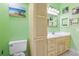 Bathroom featuring a sink and white cabinets against light green walls at 2940 Se 23Rd Ave, Ocala, FL 34471