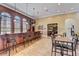 Modern bar area featuring pendant lights, with barstool seating at 343 Lazio Cir, Debary, FL 32713