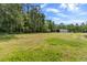 Expansive, grassy property with scattered trees, an outbuilding, and a wire fence under a sunny sky at 4145 Rambler Ave, St Cloud, FL 34772