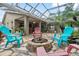 Backyard with fire pit, outdoor seating, and lush landscaping at 5776 White Acres Ln, Port Orange, FL 32127
