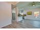 Modern kitchen featuring granite countertops, stainless steel appliances, and an island at 707 Hamilton St, New Smyrna Beach, FL 32168