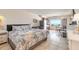 Interior view of condo featuring bed, kitchenette, dining area and a view of the ocean at 935 S Atlantic Ave # 363, Daytona Beach, FL 32118