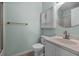 Bathroom with single vanity, toilet, medicine cabinet, and shower with glass doors at 1601 Big Tree Rd # 1302, South Daytona, FL 32119