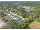 Residential aerial shot highlighting nearby roads, lawns, driveways, and proximity to commercial buildings at 1617 Tuscaloosa Ave, Daytona Beach, FL 32117