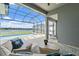 Screened-in patio with a private pool, lake view, and comfortable lounge chairs for relaxation at 165 Azure Mist Way, Daytona Beach, FL 32124