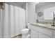 Bright bathroom featuring a shower/tub combo and granite countertops at 2000 White Pelican Ter, Sanford, FL 32771