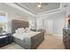 Inviting bedroom with a large headboard, tray ceiling, and neutral color palette for a relaxing atmosphere at 3229 Medici Blvd, New Smyrna Beach, FL 32168