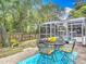 Charming backyard area featuring a patio set and a screened-in pool, perfect for relaxation and recreation at 400 Landress Ln, Deland, FL 32724