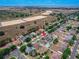 Wide aerial shot showcasing residential homes in a well-designed community with an open space and water feature at 4604 Barbados Loop, Clermont, FL 34711