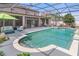 Beautiful pool with patio furniture and dining set on a large, screened lanai at 4604 Barbados Loop, Clermont, FL 34711