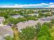 Community aerial view displaying well-maintained townhomes with trees, offering a peaceful residential setting at 564 Mount Olympus Blvd, New Smyrna Beach, FL 32168