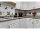 White kitchen with granite countertops, stainless steel sink, and classic white cabinetry at 632 Tarragona Way, Daytona Beach, FL 32114