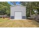 Exterior shot of a metal storage shed with a roll-up door, providing ample space for storage at 6509 Lake Lerla Dr, Apopka, FL 32712