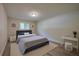 Staged bedroom featuring a platform bed, end tables, and bright light from windows at 834 Sugar House Dr, Port Orange, FL 32129