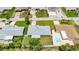 An aerial view showcasing the home, neighborhood streets and backyard swimming pool at 114 Ocean Aire N Ter, Ormond Beach, FL 32176