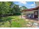 Backyard with covered patio, grass and shade trees for an inviting outdoor space at 1608 Raleigh Ave, Daytona Beach, FL 32117
