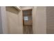 Hallway leading to a bedroom featuring wood-look floors, and a large window for ample natural light at 1621 Anniston Ave, Daytona Beach, FL 32117