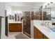 Bathroom featuring double sinks and glass shower at 191 Sedona Cir, Daytona Beach, FL 32124