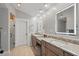 Bathroom featuring double vanity, granite countertops, and tile flooring at 226 Treeline Ln, Ormond Beach, FL 32174