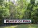 Community sign reads 'Plantation Pines' at 3788 Fir Ct, Ormond Beach, FL 32174