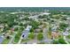 Aerial view of a residential neighborhood with swimming pools and mature trees at 718 Sleepy Hollow Dr, Port Orange, FL 32127
