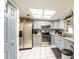 Bright kitchen with stainless steel appliances, tile backsplash, and light blue cabinetry at 1113 Fort Smith Blvd, Deltona, FL 32725