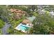 Aerial view showcasing the community pool, tennis courts, and lush landscaping of this well-maintained neighborhood at 115 Oaks Ct # 115, Sanford, FL 32771
