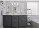 Bathroom with double sink vanity, gray cabinets and white counter at 1491 Nappa Dr, Port Orange, FL 32128