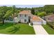 Exterior aerial showcasing the home's manicured lawn and two car attached garage at 1491 Nappa Dr, Port Orange, FL 32128