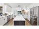 Modern kitchen with stainless steel appliances, center island, lots of counter space, and wood-look floors at 160 Point O Woods Dr, Daytona Beach, FL 32114