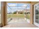 Screened patio with view of backyard and lawn, perfect for outdoor enjoyment at 201 Dyson Dr, Deland, FL 32724