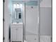 Bathroom featuring modern vanity and shower, designed for comfort and style at 2226 Sherwood Dr, South Daytona, FL 32119