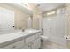 Bathroom featuring a vanity and shower/tub combo with tile flooring at 2747 Date Palm Dr, Edgewater, FL 32141