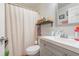 The bathroom features a shower with a modern sink and vanity with good storage space at 2884 Sweet Springs St, Deltona, FL 32738