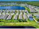 Aerial view showcasing a beautiful community with a serene lake and well-maintained homes at 2919 Sime St, New Smyrna Beach, FL 32168