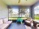 Relaxing screened patio with comfortable seating and scenic lake view, ideal for outdoor enjoyment at 2919 Sime St, New Smyrna Beach, FL 32168