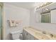 Cozy bathroom featuring a vanity with a light countertop and decorative towels at 2987 S Atlantic # 1403, Daytona Beach Shores, FL 32118