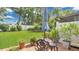 Inviting backyard featuring a well-manicured lawn, patio seating and lush landscaping at 302 Tammie Sue Ln, Deland, FL 32724