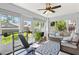 Bright sunroom with workout equipment and cozy seating, perfect for exercise or relaxation at 35 China Moon Dr, Ormond Beach, FL 32174