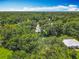 Aerial view showcasing a secluded home with mature trees and screened pool at 4073 N Chinook Ln, Ormond Beach, FL 32174