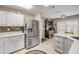 Updated kitchen features stainless steel appliances, white cabinets, and stone backsplash at 5478 Landis Ave, Port Orange, FL 32127