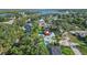 Breathtaking aerial perspective of the home with a pool, nestled amidst trees and a beautiful waterfront canal at 61 E Bayshore Dr, Port Orange, FL 32127