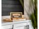 Kitchen countertop with display shelf and decorative house model at 10 Madera Rd, Debary, FL 32713
