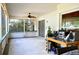 Relaxing screened-in patio with ceiling fan and views of the lush yard at 1010 Hanford Dr, Deltona, FL 32738