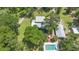 Sprawling estate boasts a large pool and patio area surrounded by mature trees and lush landscaping at 1056 Reynolds Rd, De Leon Springs, FL 32130