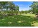 Open grassy field surrounded by fencing and mature trees under a clear blue sky at 1056 Reynolds Rd, De Leon Springs, FL 32130
