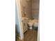 Cozy bathroom with modern vanity, gray-scale tile and neutral colored walls at 1485 Gainsville Dr, Deltona, FL 32725