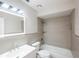 Updated bathroom showcasing a modern vanity and shower-tub combo at 15 Misners Trl, Ormond Beach, FL 32174
